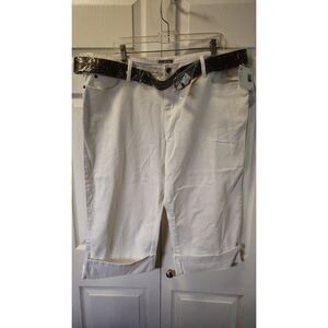 NWT Route 66 Original Clothing White Capri Pants Belted Women's Size 20W
